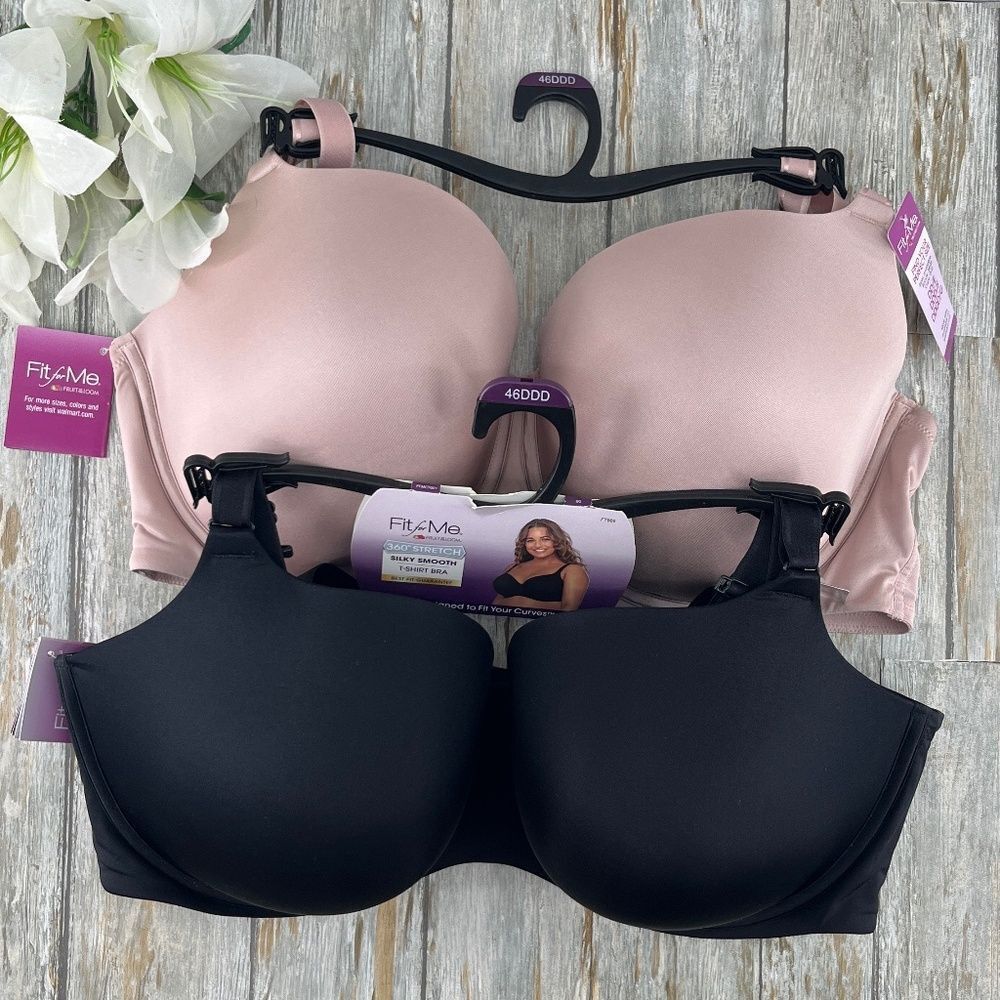 Women’s Fruit Of The Loom Everyday T-Shirt Bras 2-Pack Size 46DDD